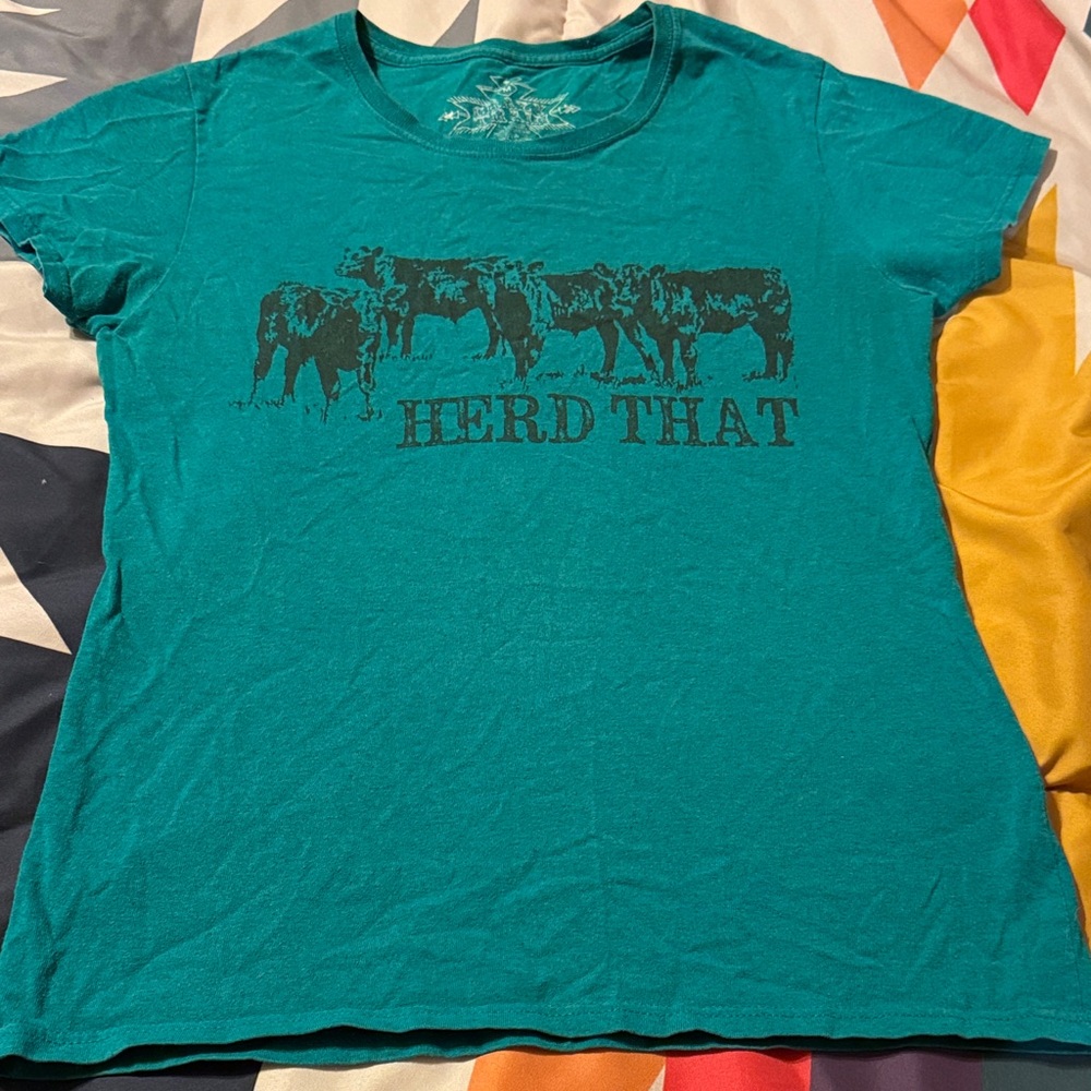 Crazy Train Teal Short Sleeve 'Herd That' Graphic Tee
